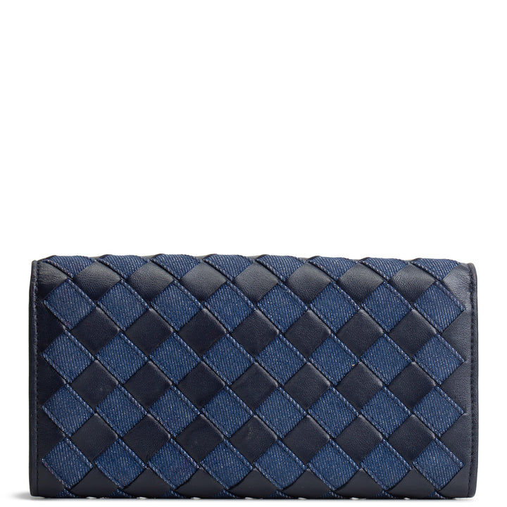 BOTTEGA VENETA Long Intrecciato Wallet - Denim & Leather OUTLET FINAL SALE
