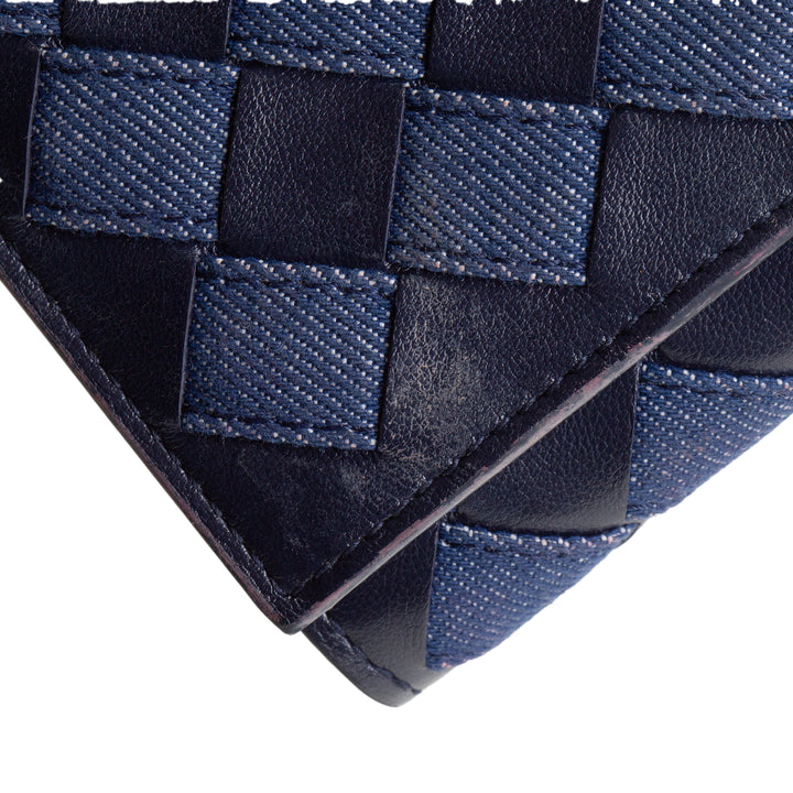 BOTTEGA VENETA Long Intrecciato Wallet - Denim & Leather OUTLET FINAL SALE