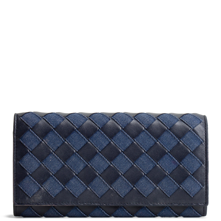 BOTTEGA VENETA Long Intrecciato Wallet - Denim & Leather OUTLET FINAL SALE