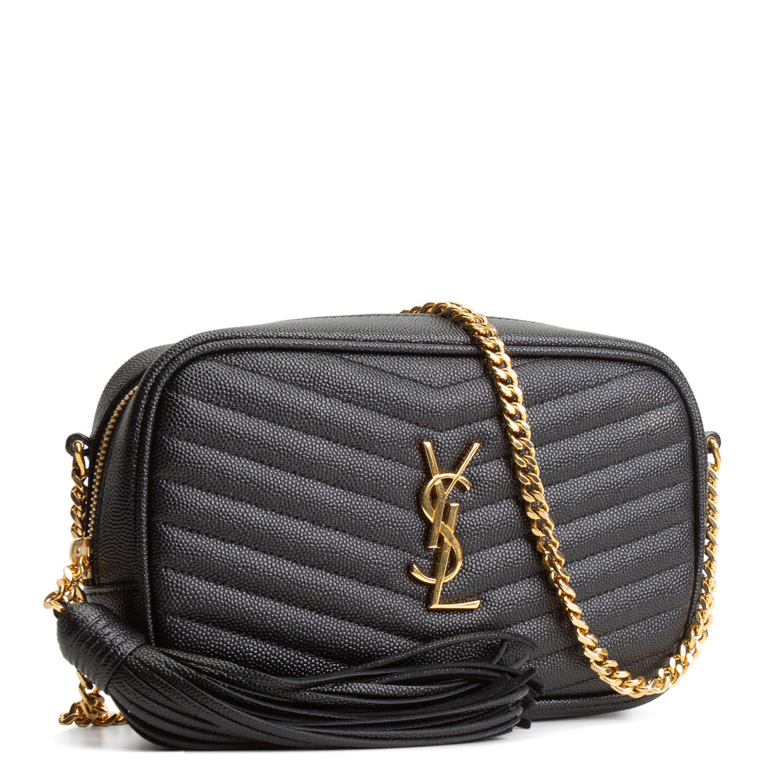 SAINT LAURENT Mini Lou Tassel Camera Bag Crossbody - Black