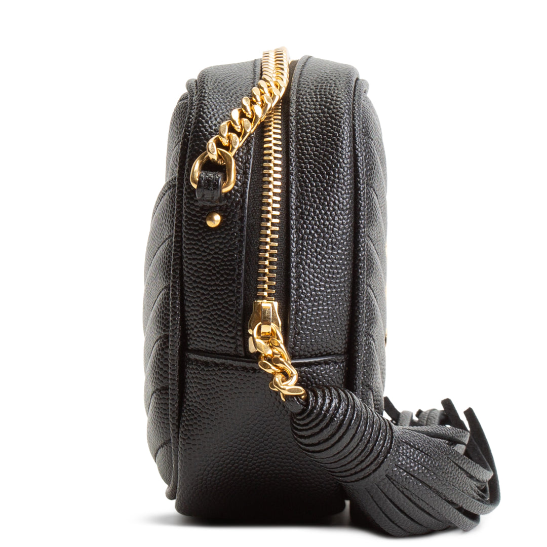 SAINT LAURENT Mini Lou Tassel Camera Bag Crossbody - Black
