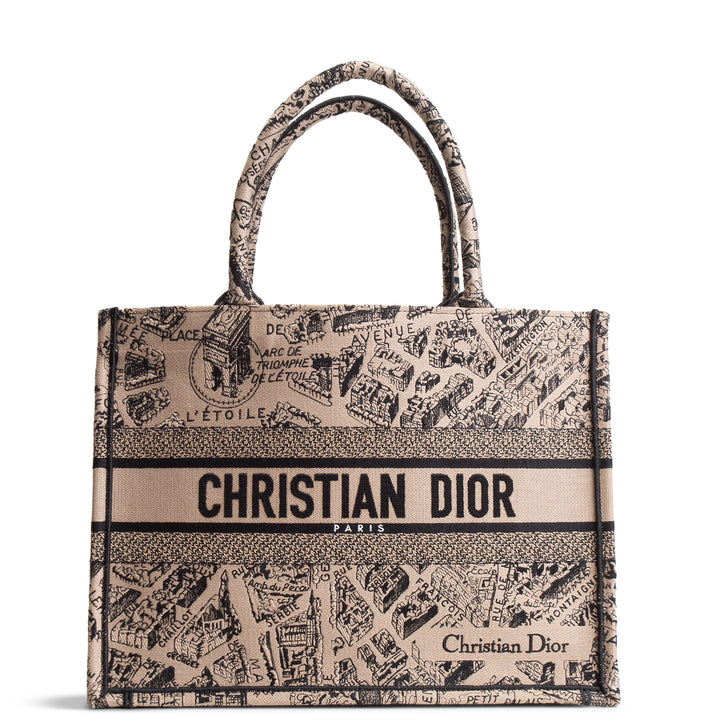 CHRISTIAN DIOR Plan de Paris Medium Book Tote - Taupe
