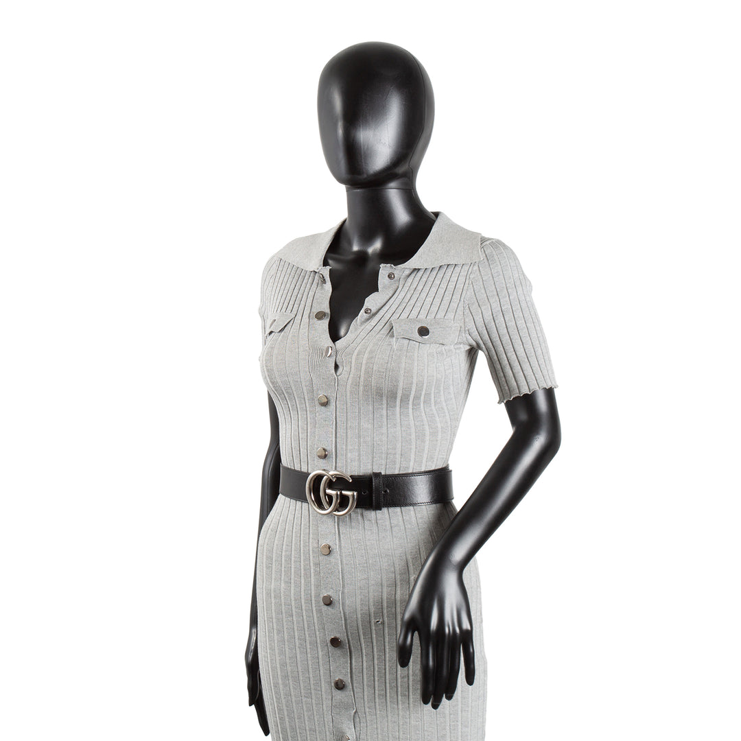 GUCCI GG Belt 40 mm Black w/ Silver