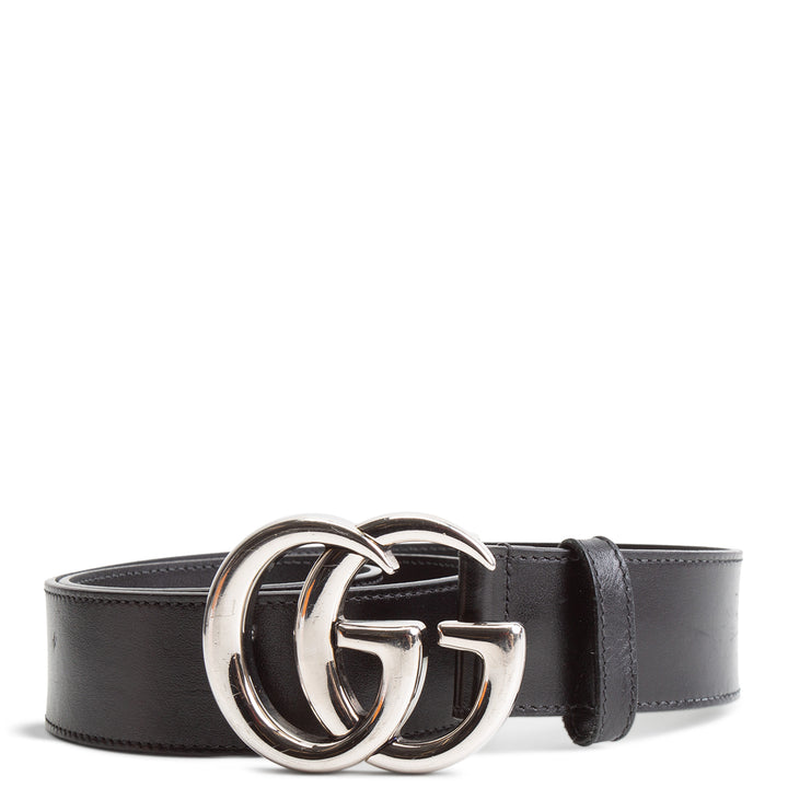 GUCCI GG Belt 40 mm Black w/ Silver