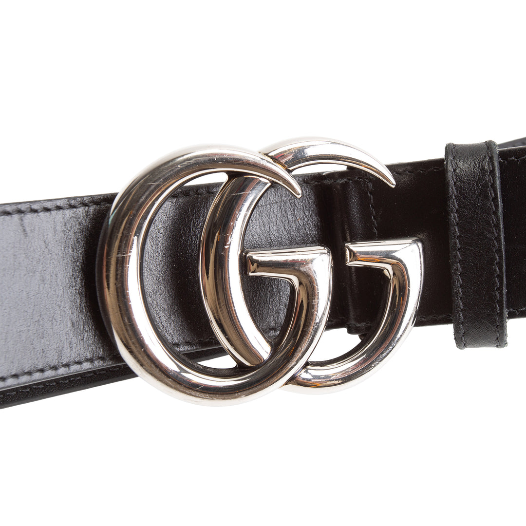 GUCCI GG Belt 40 mm Black w/ Silver