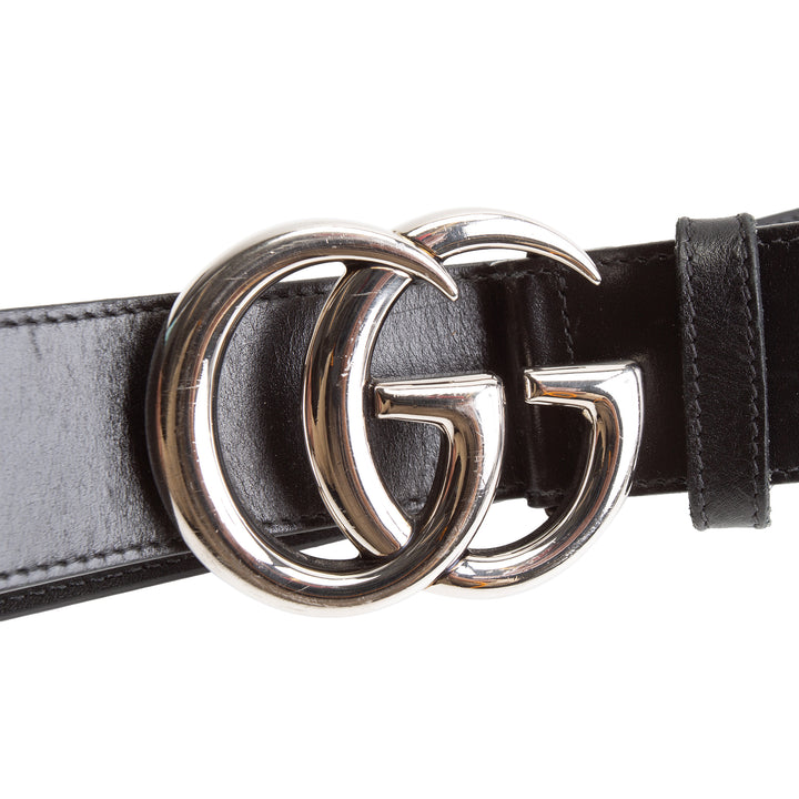 GUCCI GG Belt 40 mm Black w/ Silver