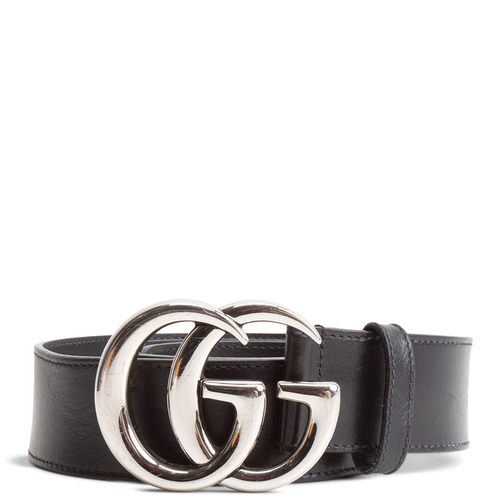 GUCCI GG Belt 40 mm Black w/ Silver