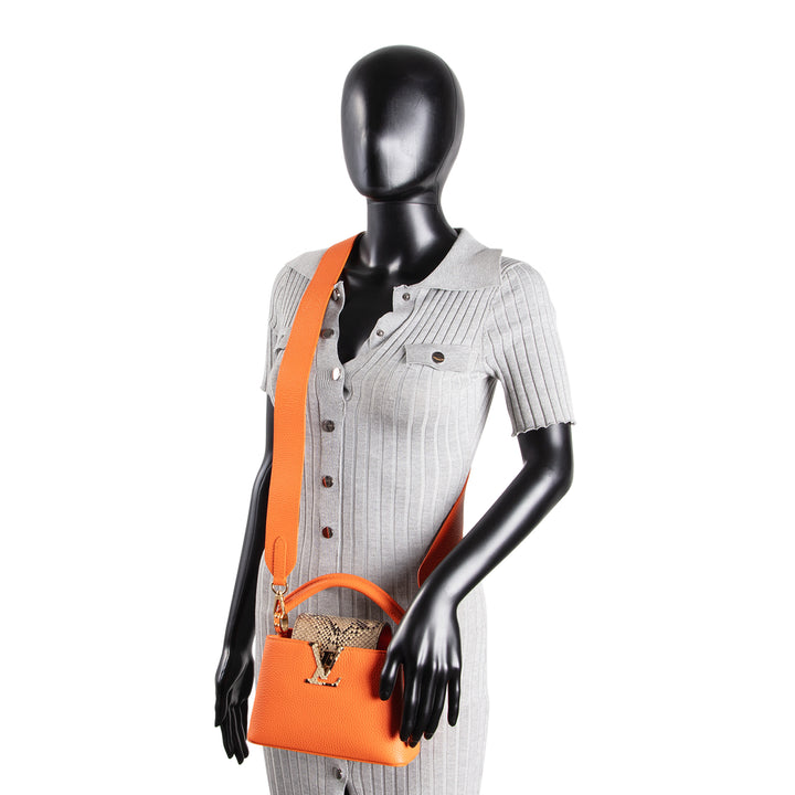 LOUIS VUITTON Taurillon Python Trim Capucines Mini -Orange