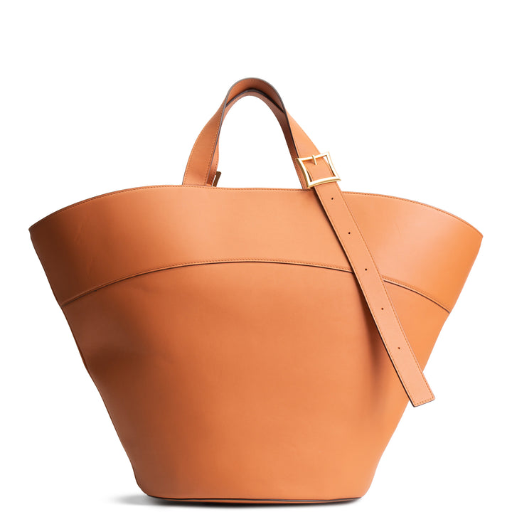 MCM Leather Himmel Large Tote - Cognac