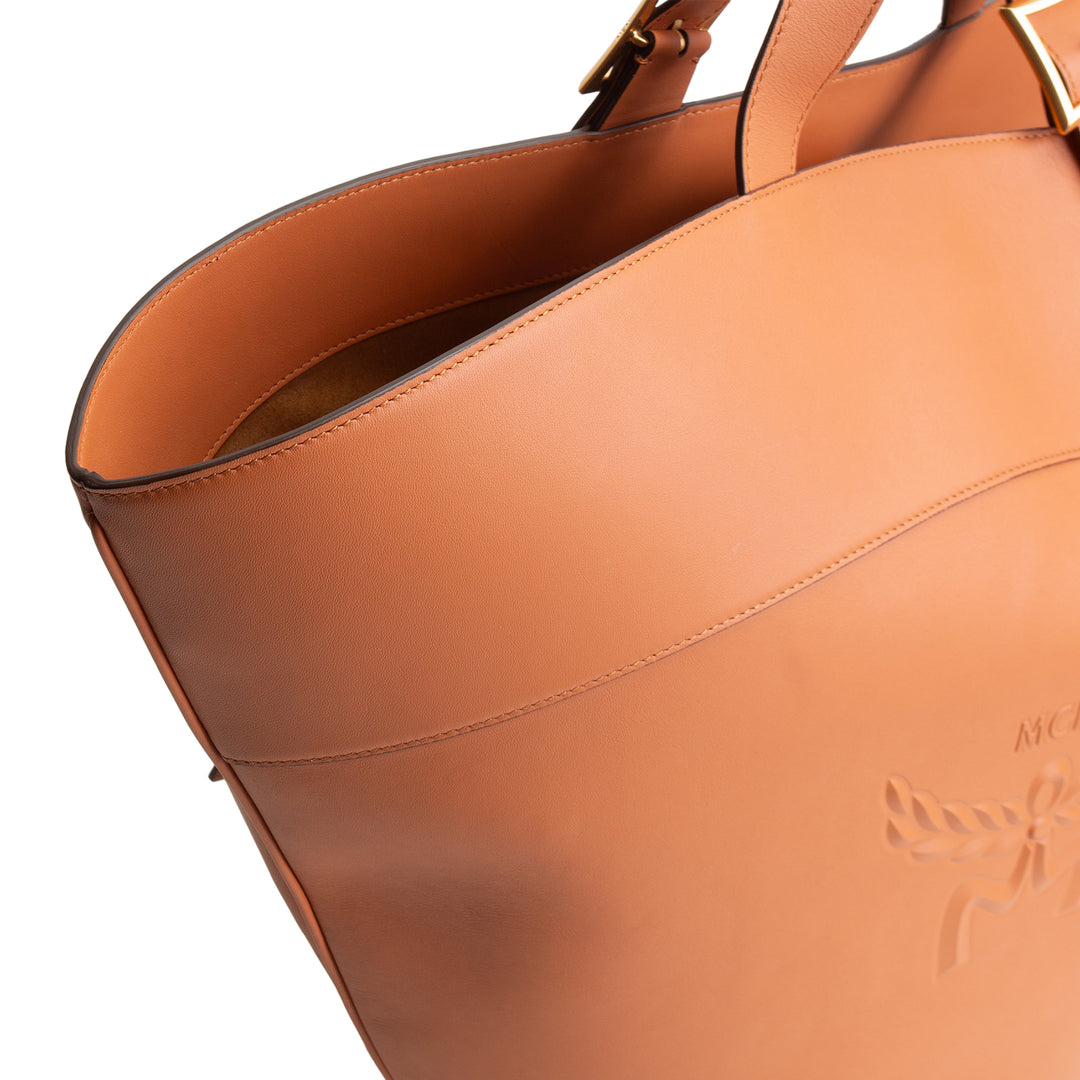 MCM Leather Himmel Large Tote - Cognac