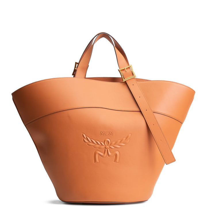 MCM Leather Himmel Large Tote - Cognac