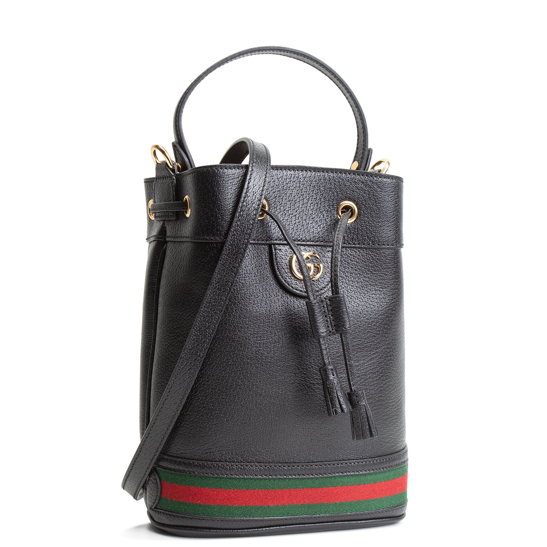 GUCCI Small Ophidia Web Bucket Bag - Black