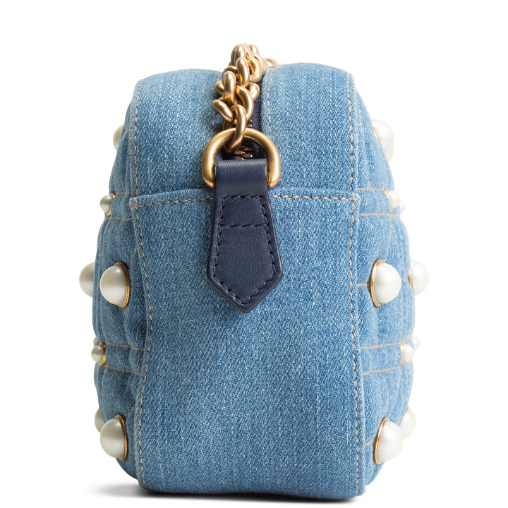 GUCCI Denim Pearly GG Marmont Camera Bag