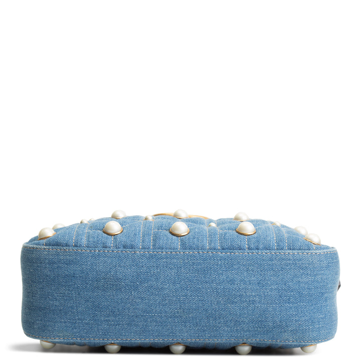 GUCCI Denim Pearly GG Marmont Camera Bag