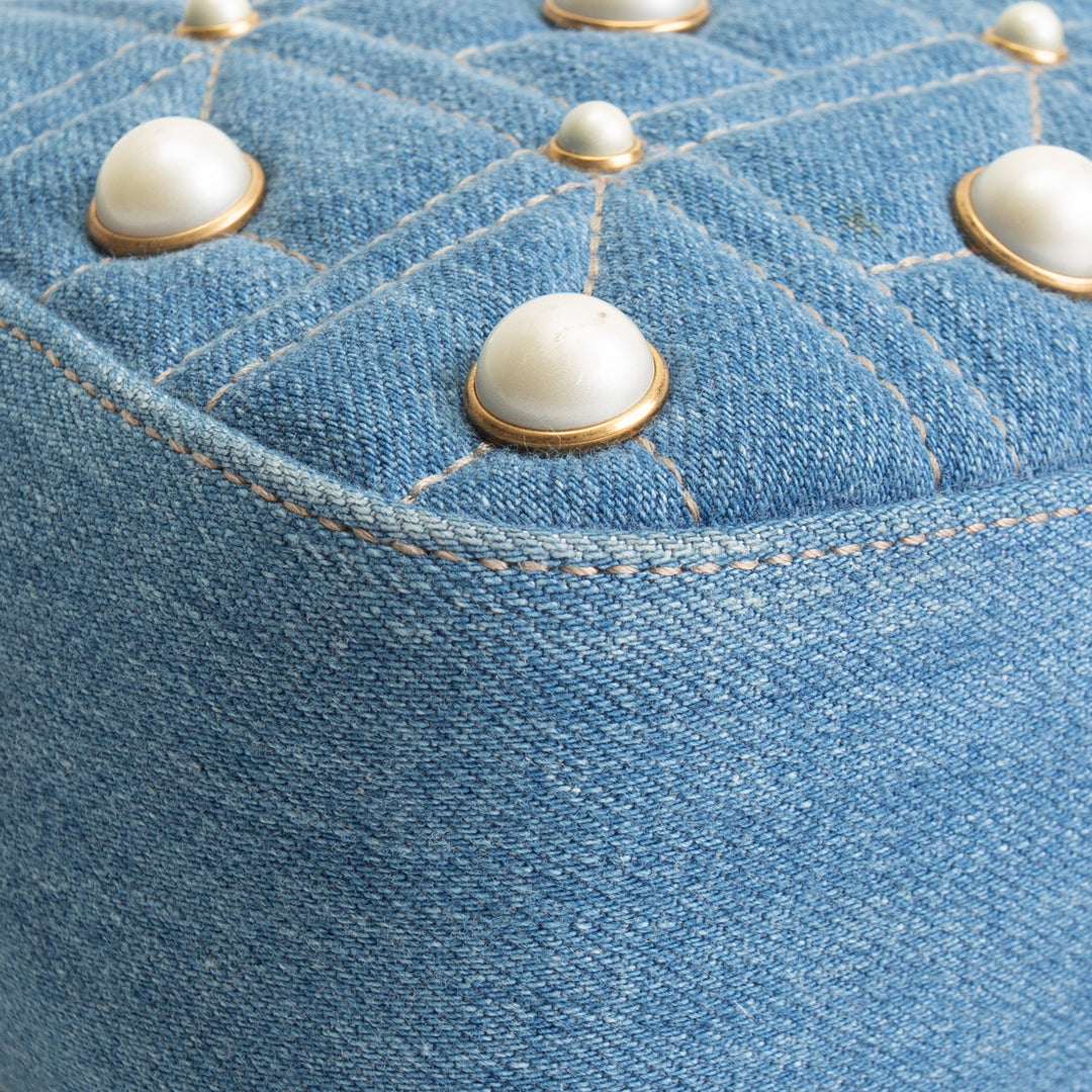 GUCCI Denim Pearly GG Marmont Camera Bag