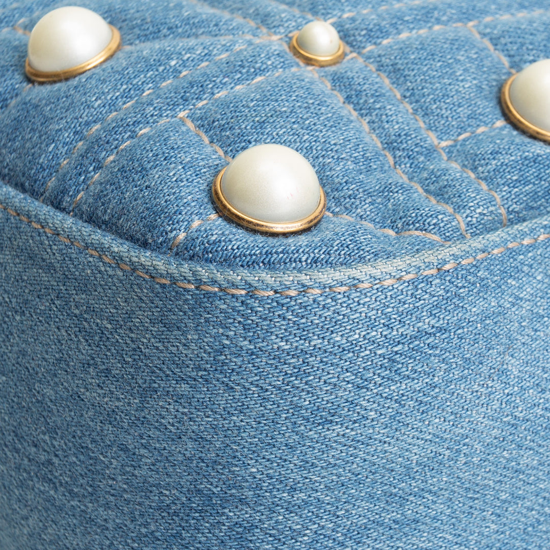 GUCCI Denim Pearly GG Marmont Camera Bag