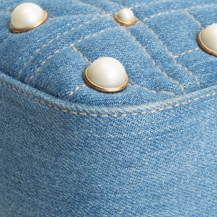 GUCCI Denim Pearly GG Marmont Camera Bag