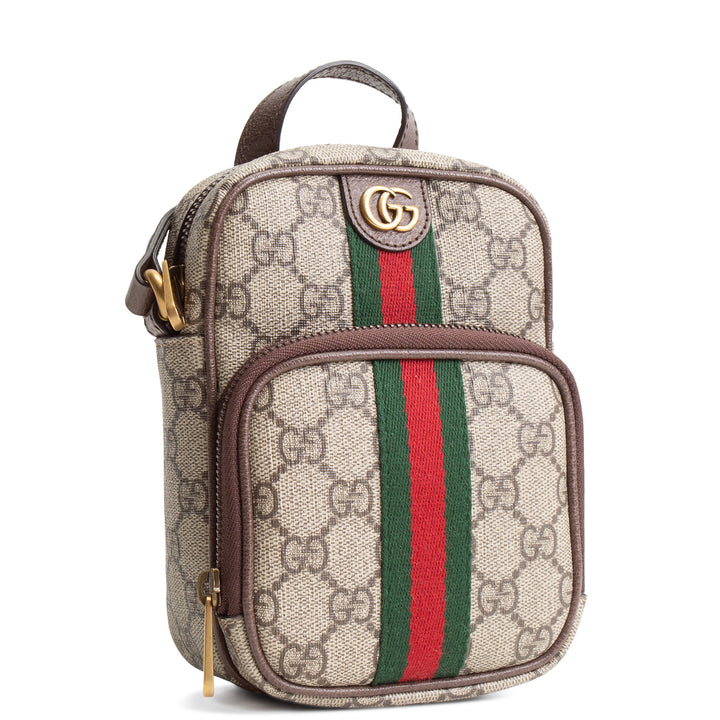 GUCCI Ophidia Double Zip Mini Messenger - Beige & Ebony