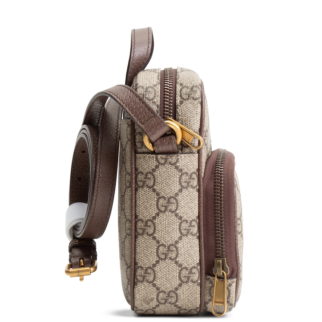 GUCCI Ophidia Double Zip Mini Messenger - Beige & Ebony