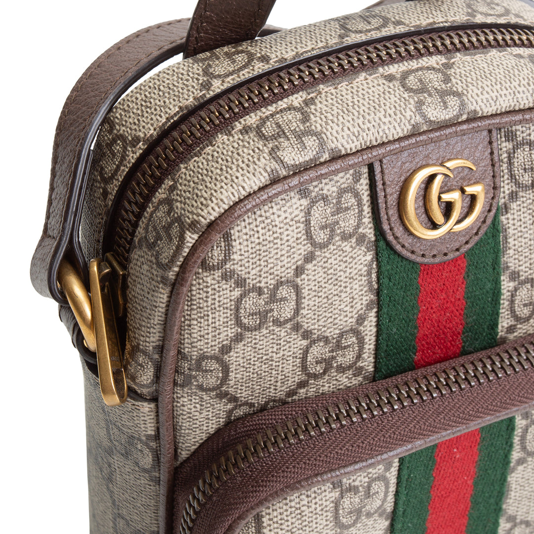 GUCCI Ophidia Double Zip Mini Messenger - Beige & Ebony