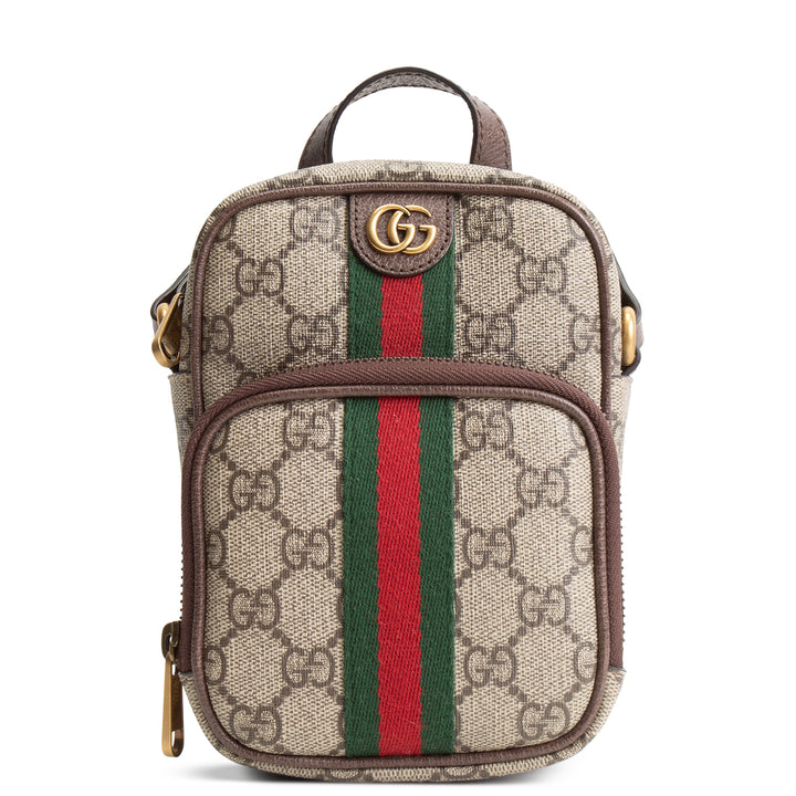 GUCCI Ophidia Double Zip Mini Messenger - Beige & Ebony