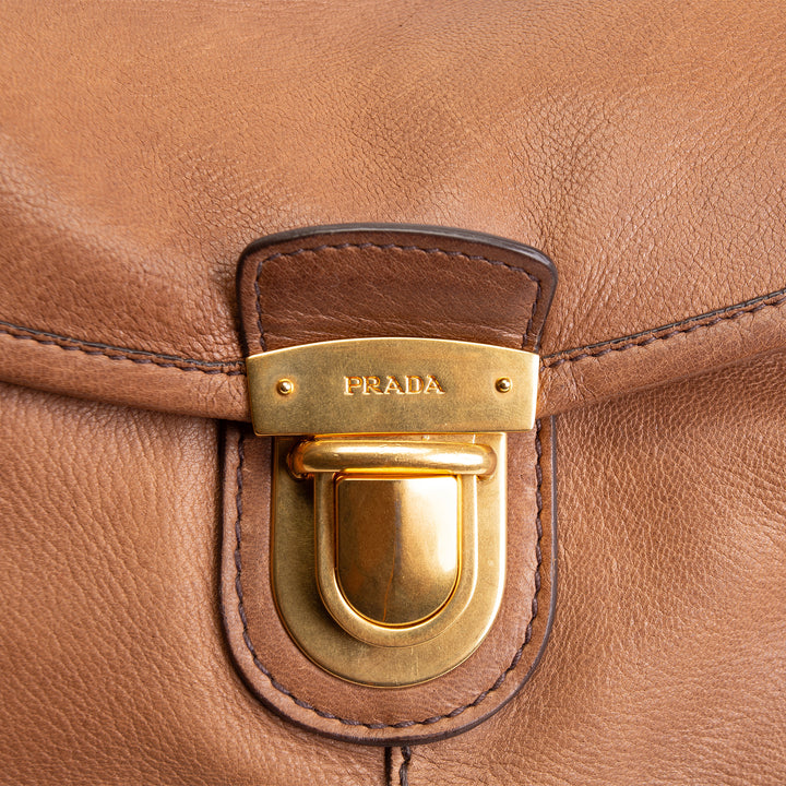 PRADA Pushlock Soft Leather Hobo Large OUTLET FINAL SALE