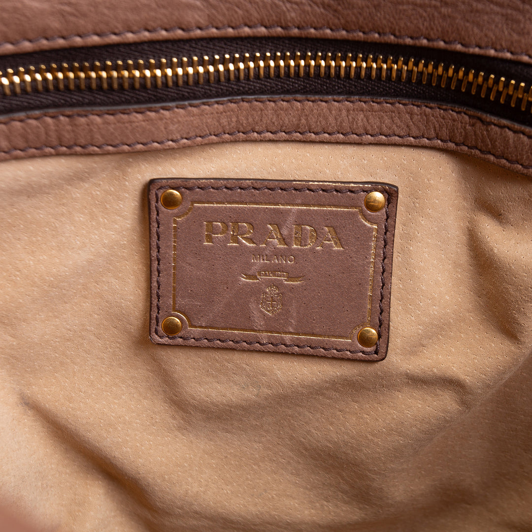 PRADA Pushlock Soft Leather Hobo Large OUTLET FINAL SALE