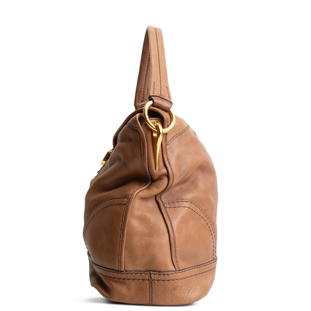 PRADA Pushlock Soft Leather Hobo Large OUTLET FINAL SALE