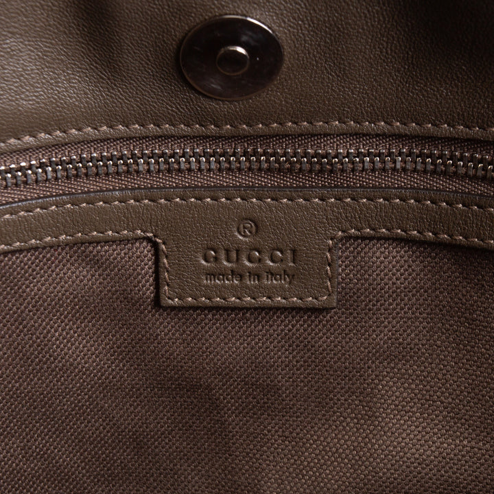 GUCCI Leather GG Blondie Tote - Olive