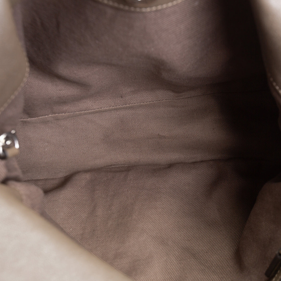 GUCCI Leather GG Blondie Tote - Olive