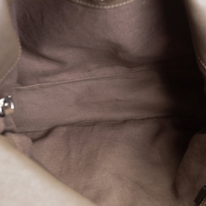 GUCCI Leather GG Blondie Tote - Olive