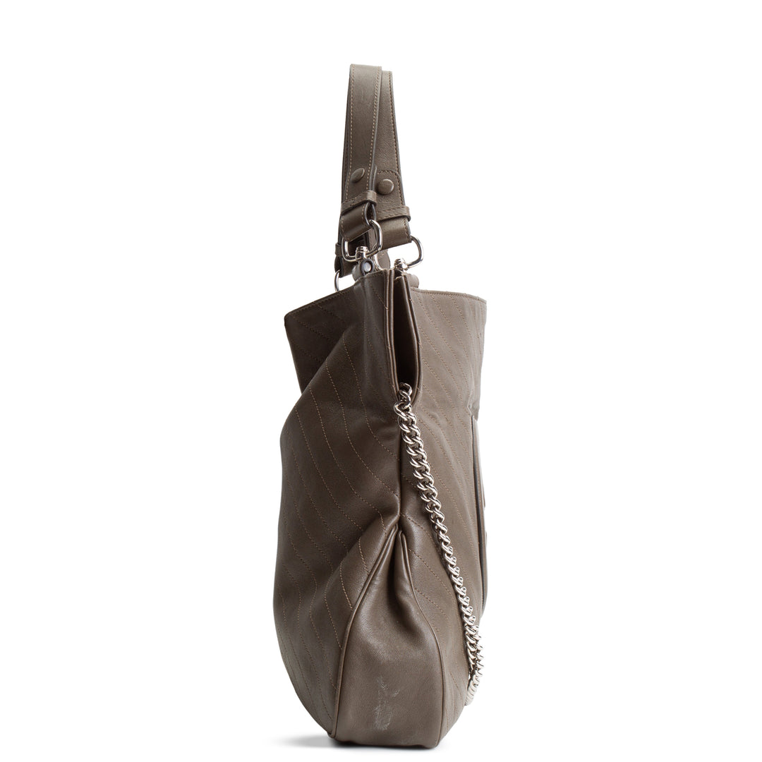 GUCCI Leather GG Blondie Tote - Olive