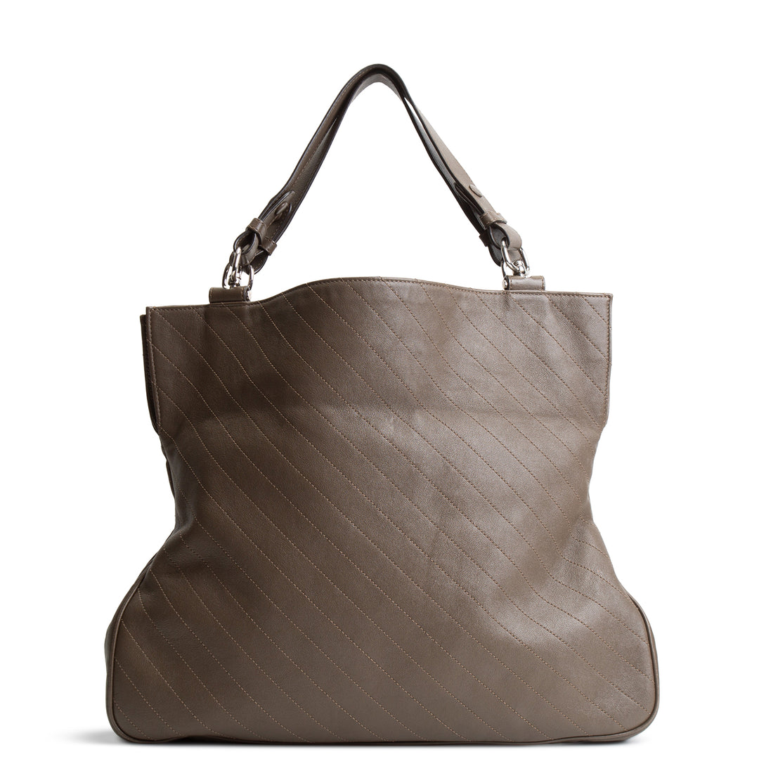 GUCCI Leather GG Blondie Tote - Olive