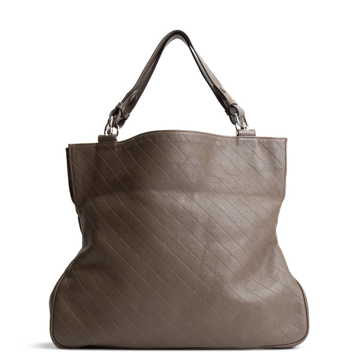 GUCCI Leather GG Blondie Tote - Olive