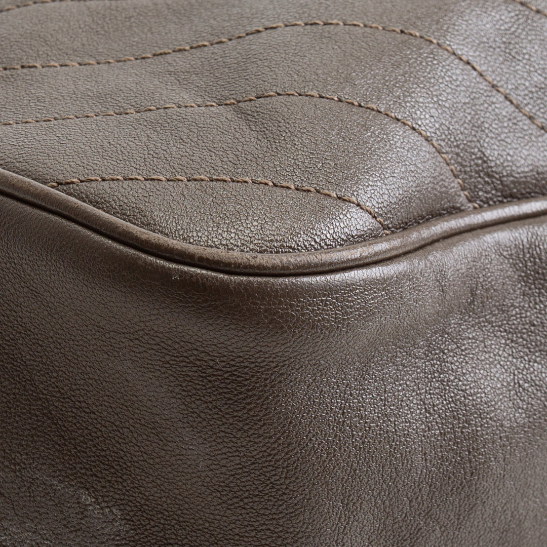 GUCCI Leather GG Blondie Tote - Olive