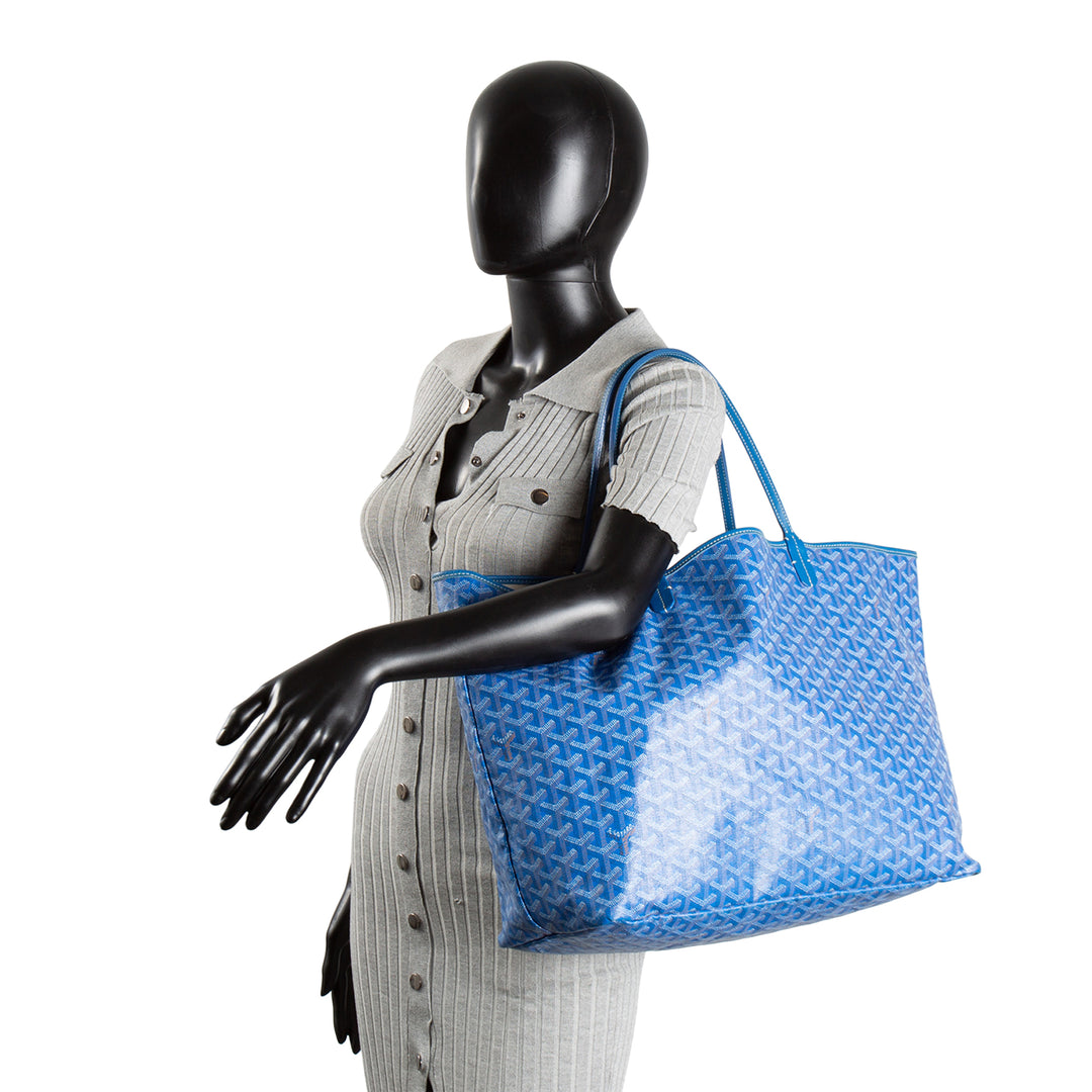 GOYARD Goyardine Saint Louis GM Tote w/ Pouch - Blue OUTLET FINAL SALE