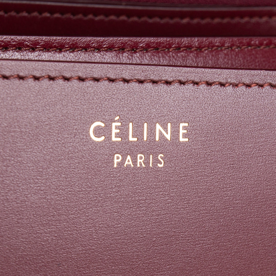 CELINE Leather Medium Classic Box Bag - Burgundy