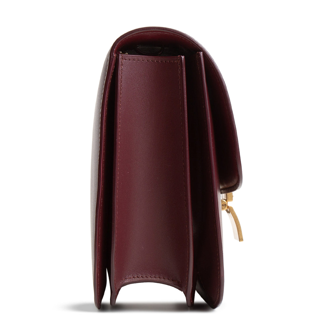 CELINE Leather Medium Classic Box Bag - Burgundy