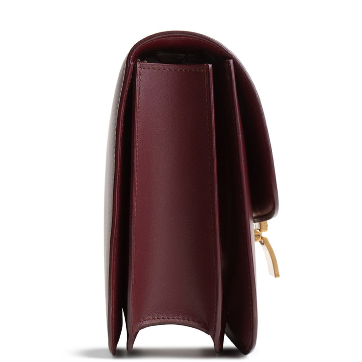 CELINE Leather Medium Classic Box Bag - Burgundy
