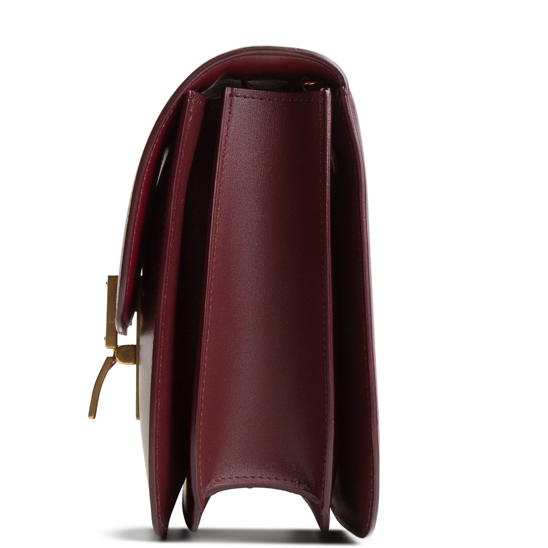 CELINE Leather Medium Classic Box Bag - Burgundy