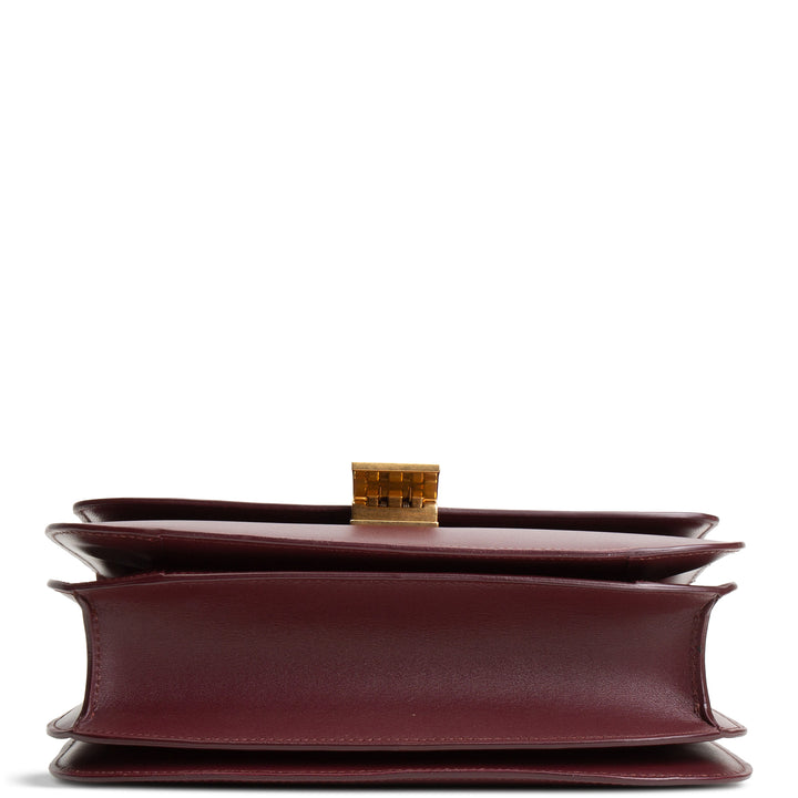 CELINE Leather Medium Classic Box Bag - Burgundy