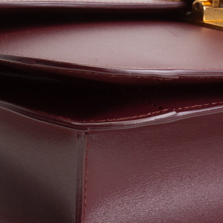 CELINE Leather Medium Classic Box Bag - Burgundy