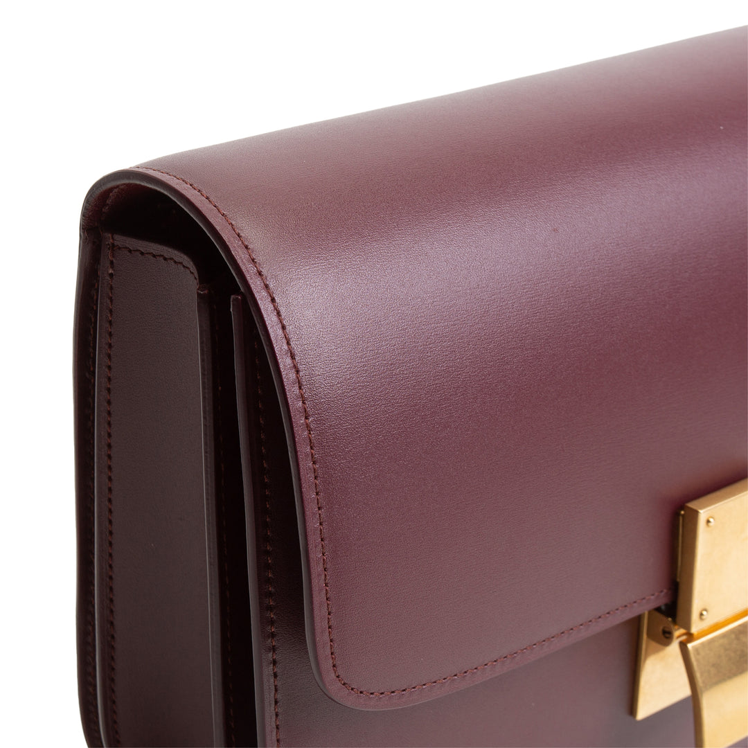 CELINE Leather Medium Classic Box Bag - Burgundy