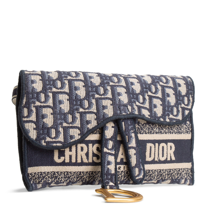 CHRISTIAN DIOR Oblique Slim Saddle Belt Bag - Navy