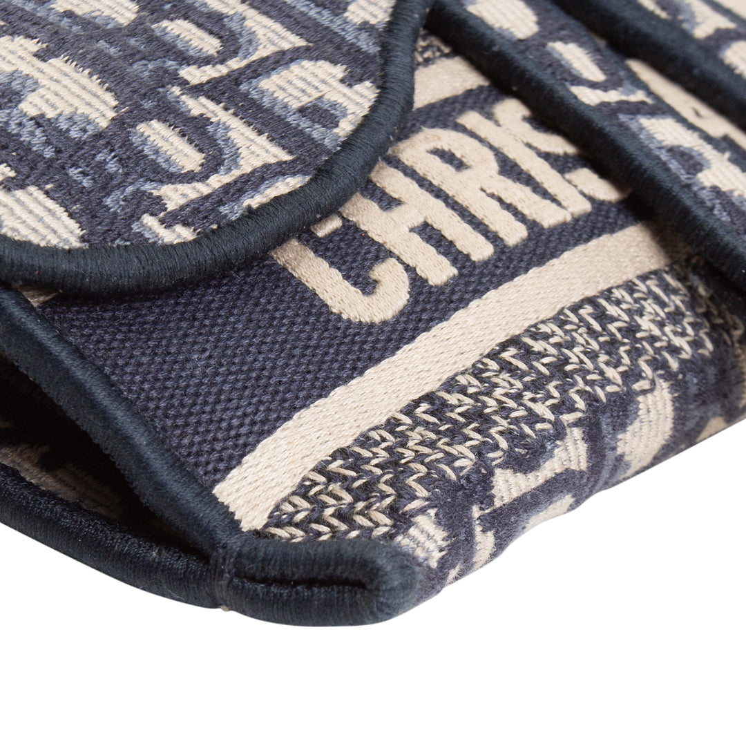 CHRISTIAN DIOR Oblique Slim Saddle Belt Bag - Navy