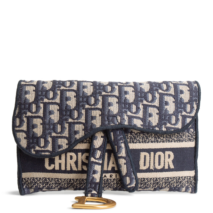 CHRISTIAN DIOR Oblique Slim Saddle Belt Bag - Navy