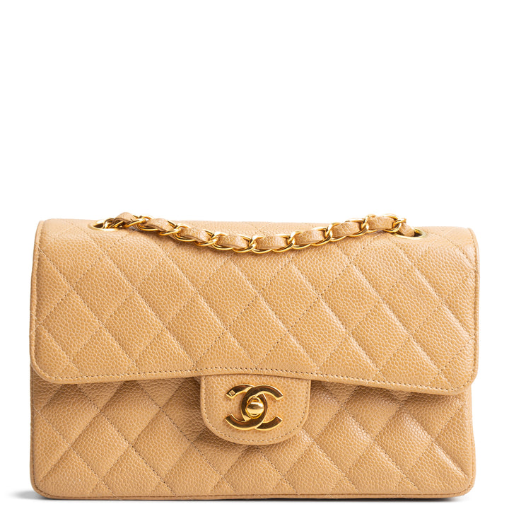 CHANEL Vintage Medium Double Flap Shoulder Bag - Nude