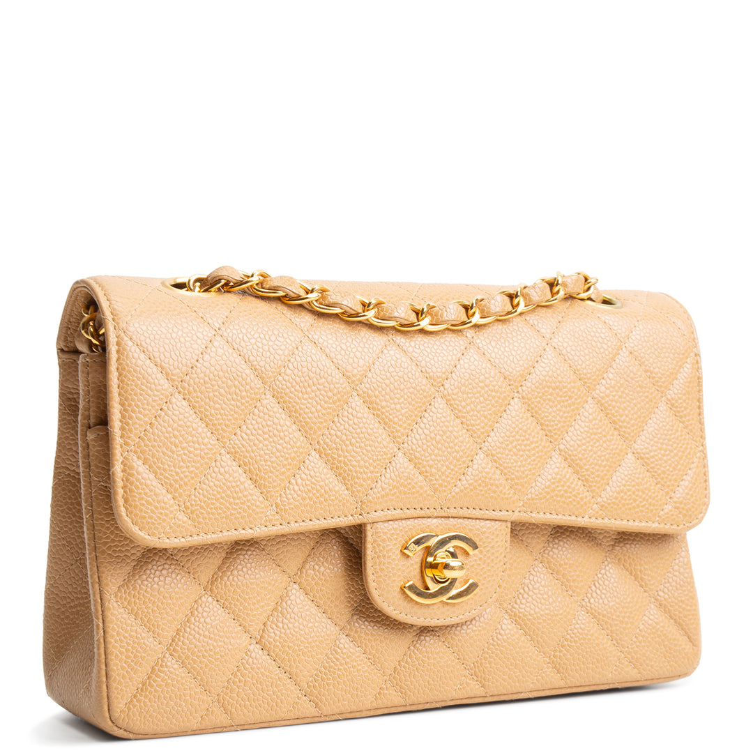 CHANEL Vintage Medium Double Flap Shoulder Bag - Nude