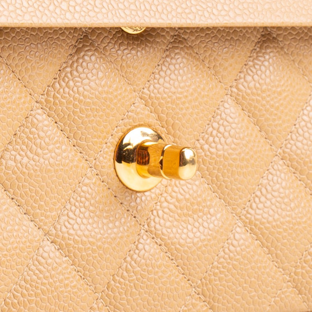 CHANEL Vintage Medium Double Flap Shoulder Bag - Nude