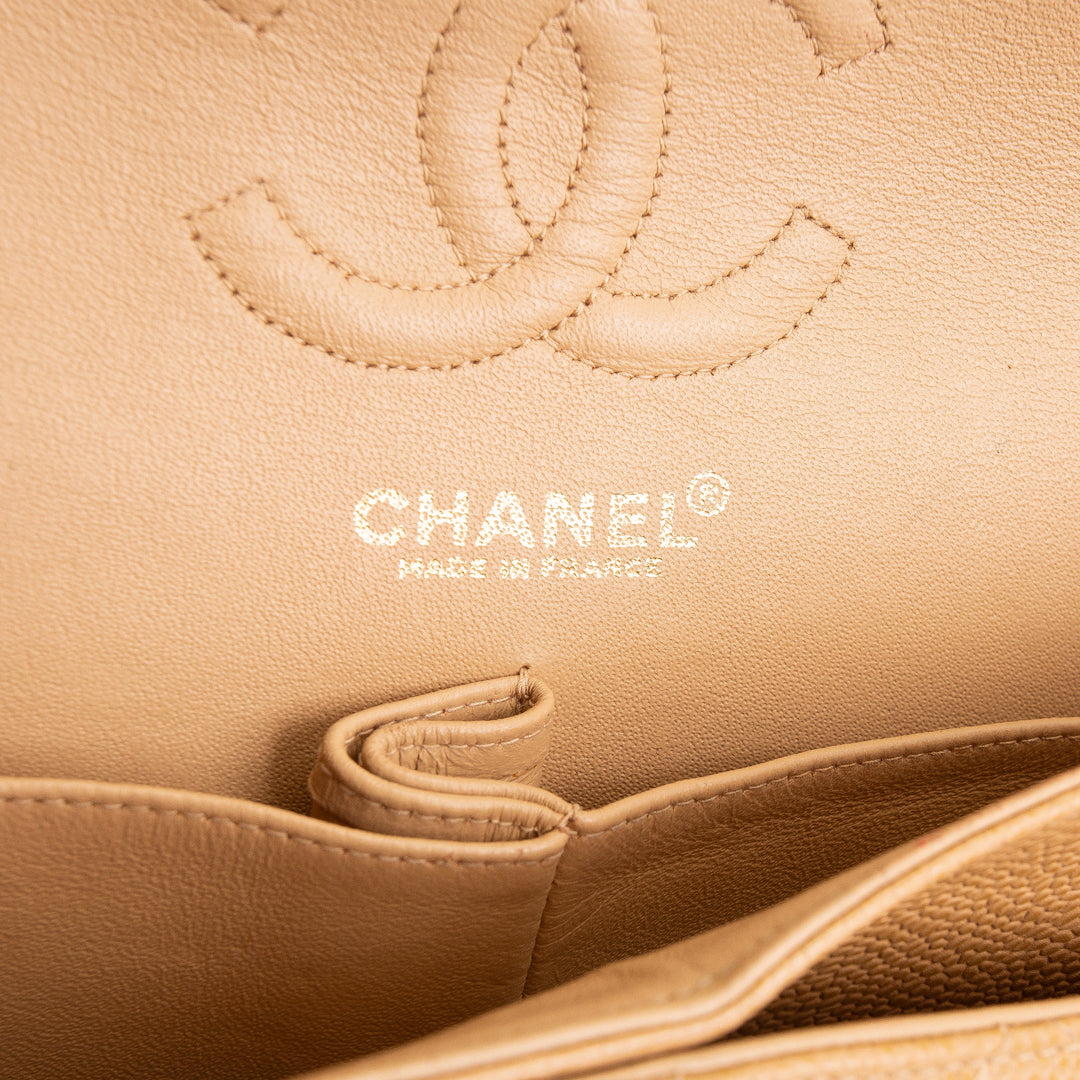 CHANEL Vintage Medium Double Flap Shoulder Bag - Nude